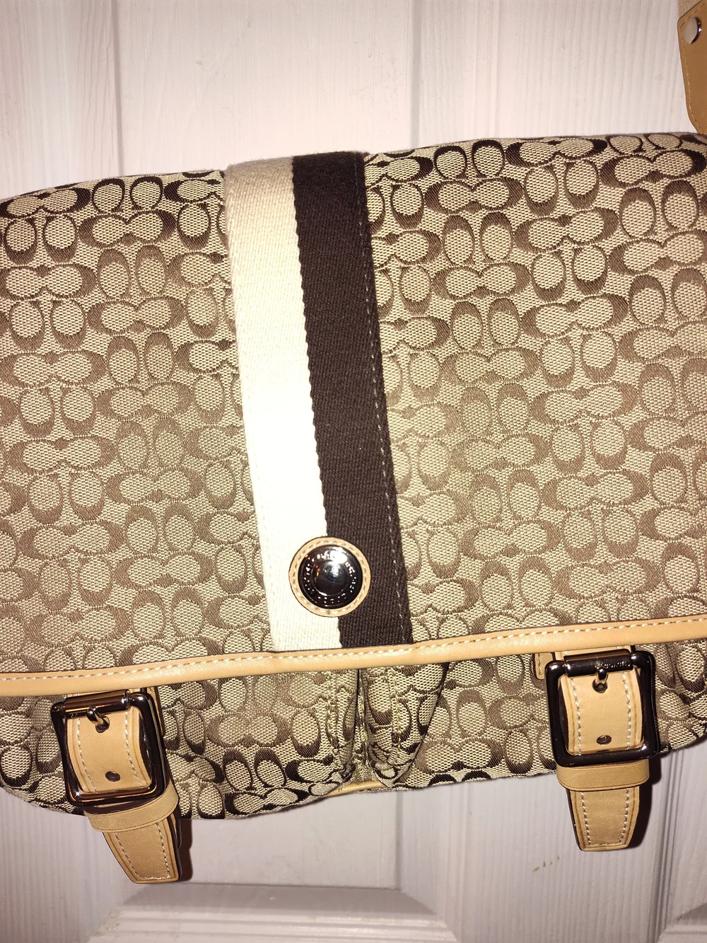 Coach Signature Canvas Crossbody Bag in Tan & Brown
